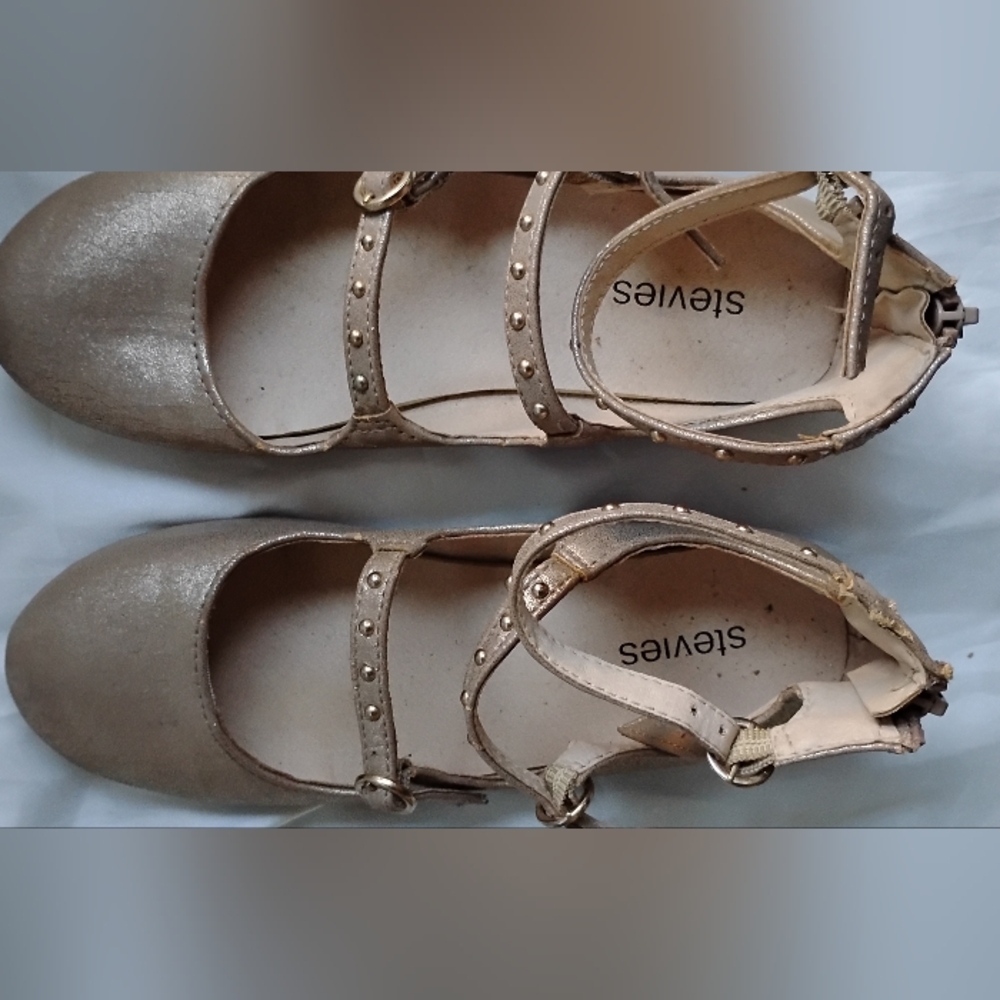 Stevies Gold Kids Dress Shoes with Zipper